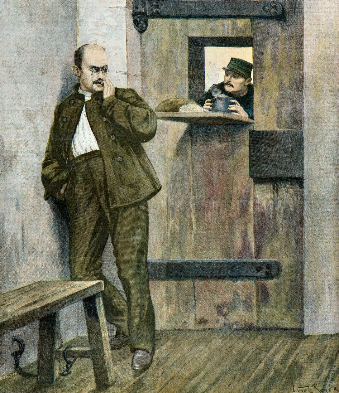 Il capitano Alfred Dreyfus alla prigione della salute da Lionel Noel Royer