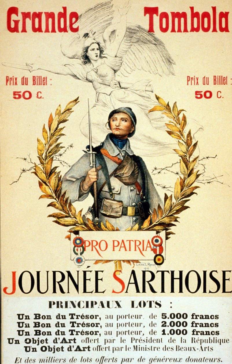 Grande lotteria: giornata sarthoise - manifesto, ill. di Lionel Royer (1852-1926) da Lionel Noel Royer