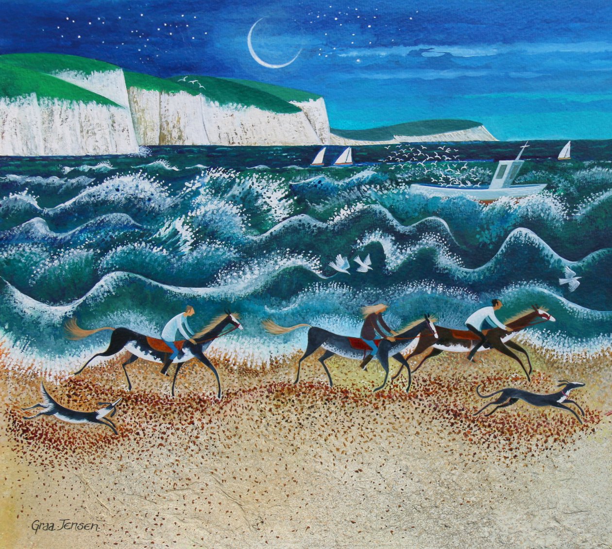 Midnight Riders, 2020 (acrilici su carta) da Lisa Graa Jensen
