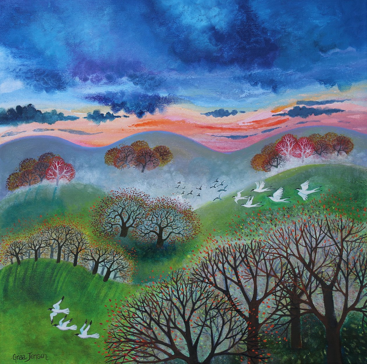 Tramonto di ottobre, 2024 (acrilici su tela) da Lisa Graa Jensen