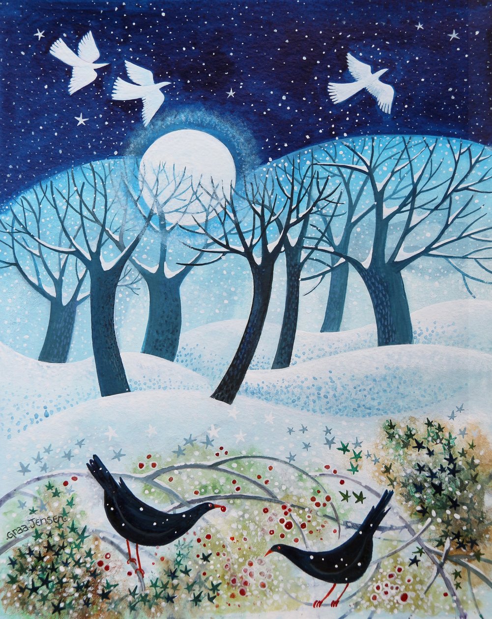 Uccelli invernali nella neve, 2019 da Lisa Graa Jensen