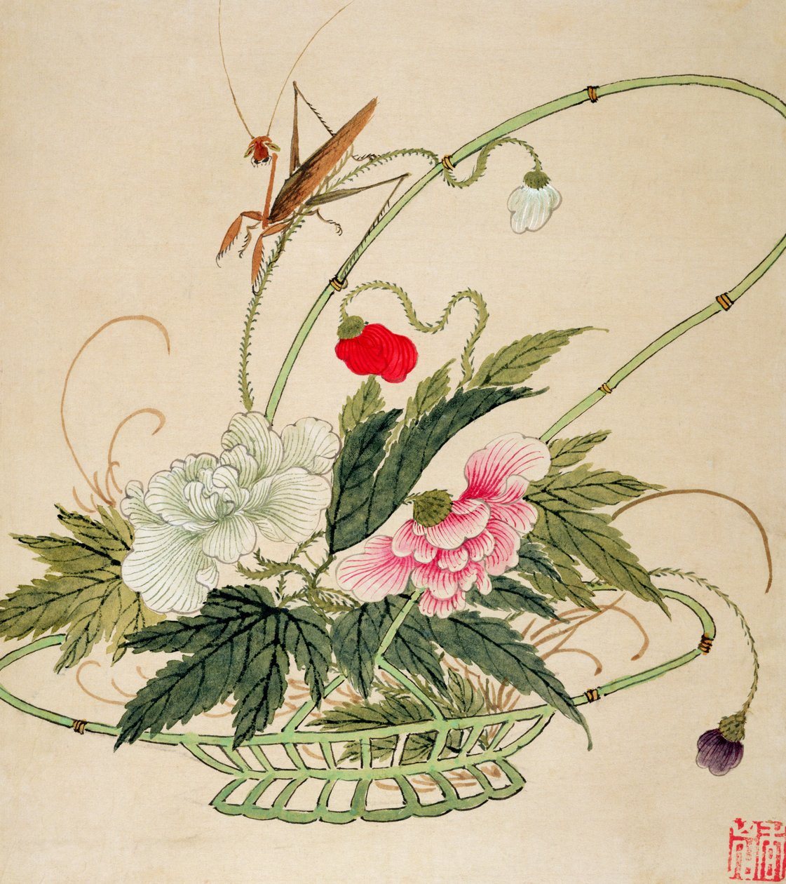 Uno di una serie di dipinti di fiori e insetti, fine XIX secolo da Liu Hua