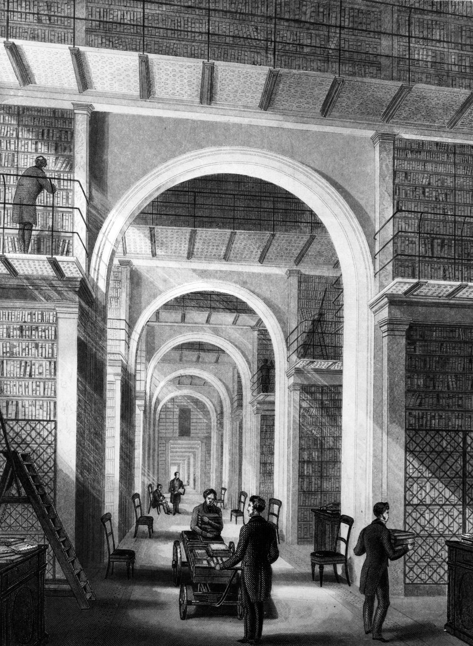 British Museum - Biblioteca Aggiuntiva, inciso da E. Radclyffe, pubblicato in 