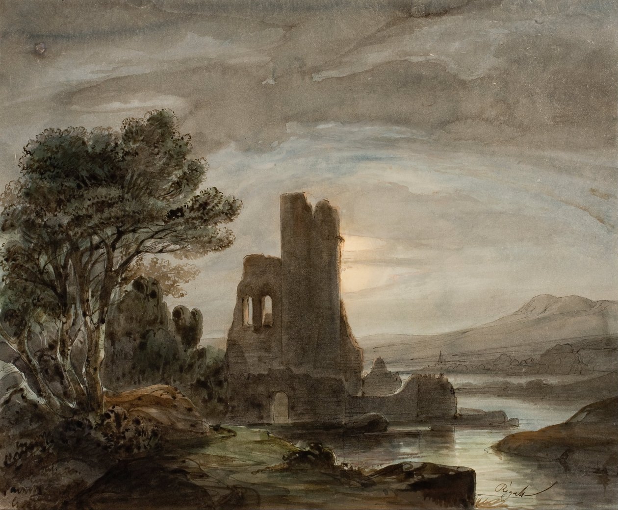 Paesaggio Notturno con Monastero in Rovina da Lluís Rigalt