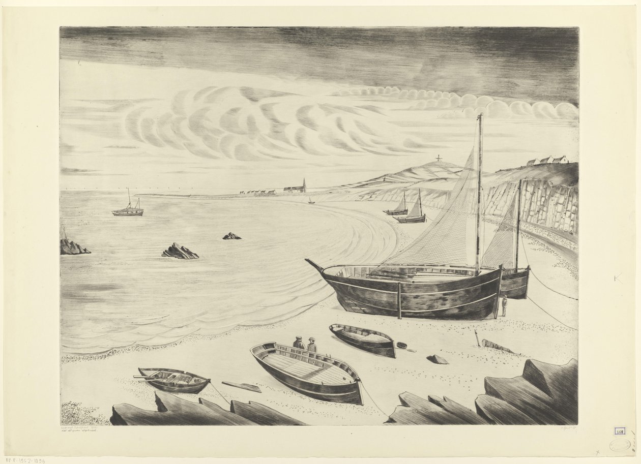 Otto navi ancorate su una spiaggia da Lodewijk Schelfhout (signed by artist)