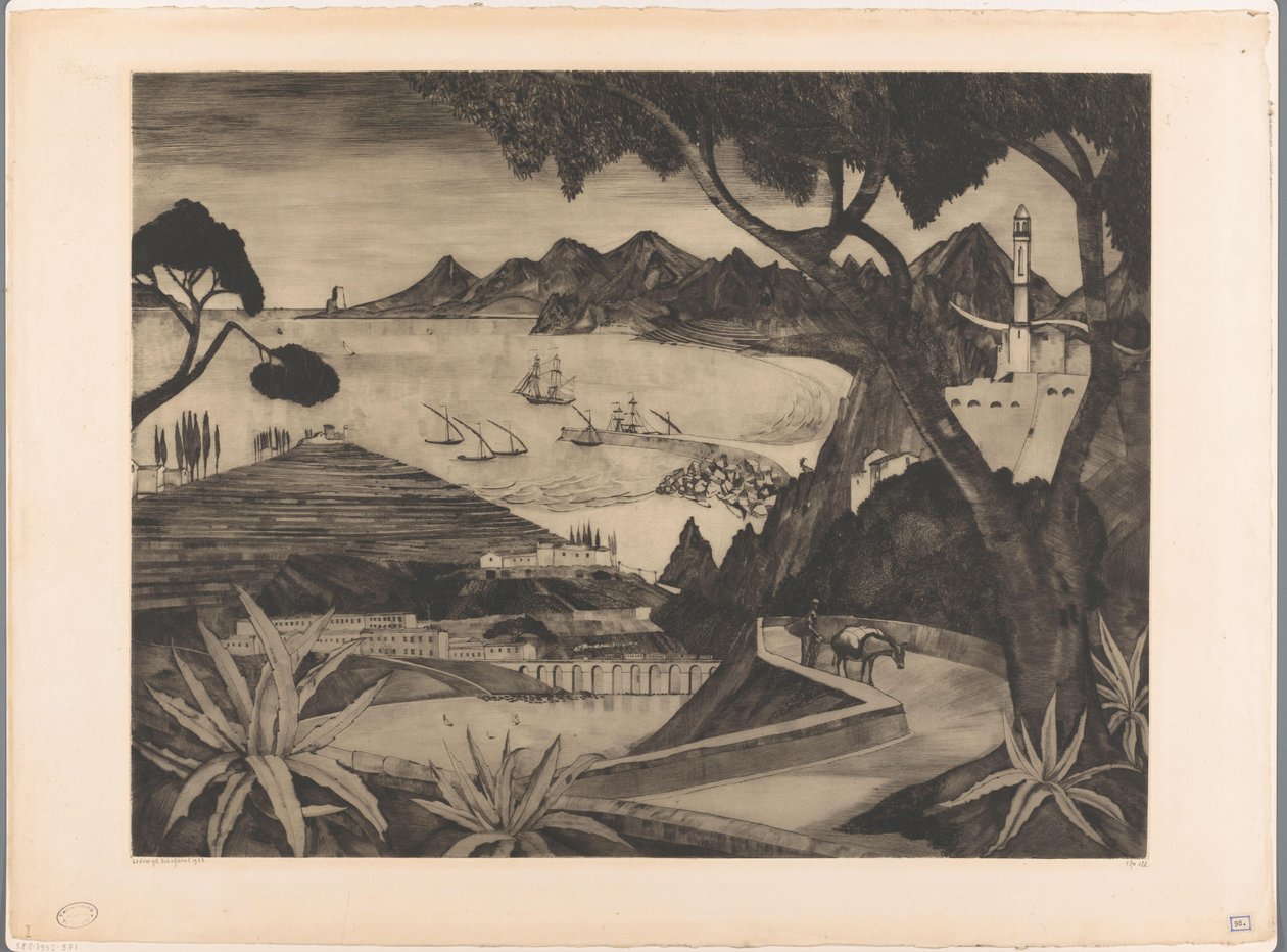 Paesaggio montano con baia in Corsica da Lodewijk Schelfhout (signed by artist)