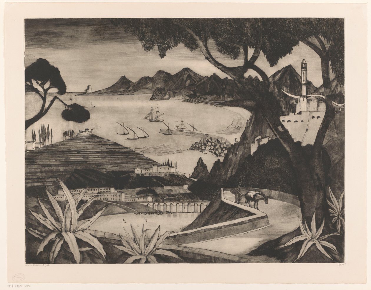 Paesaggio montano con baia in Corsica da Lodewijk Schelfhout (signed by artist)