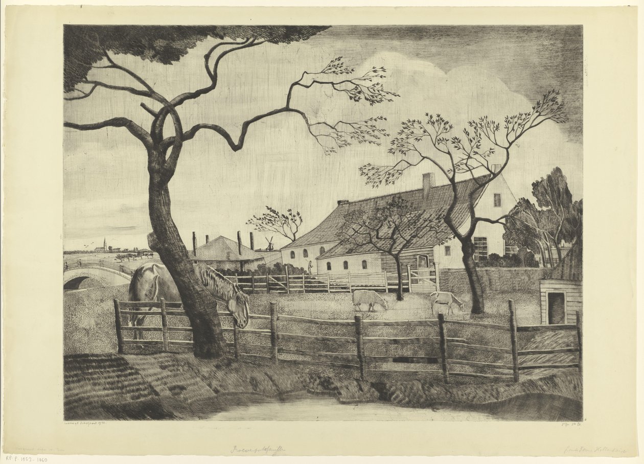 Fattoria con bestiame in Olanda da Lodewijk Schelfhout (signed by artist)