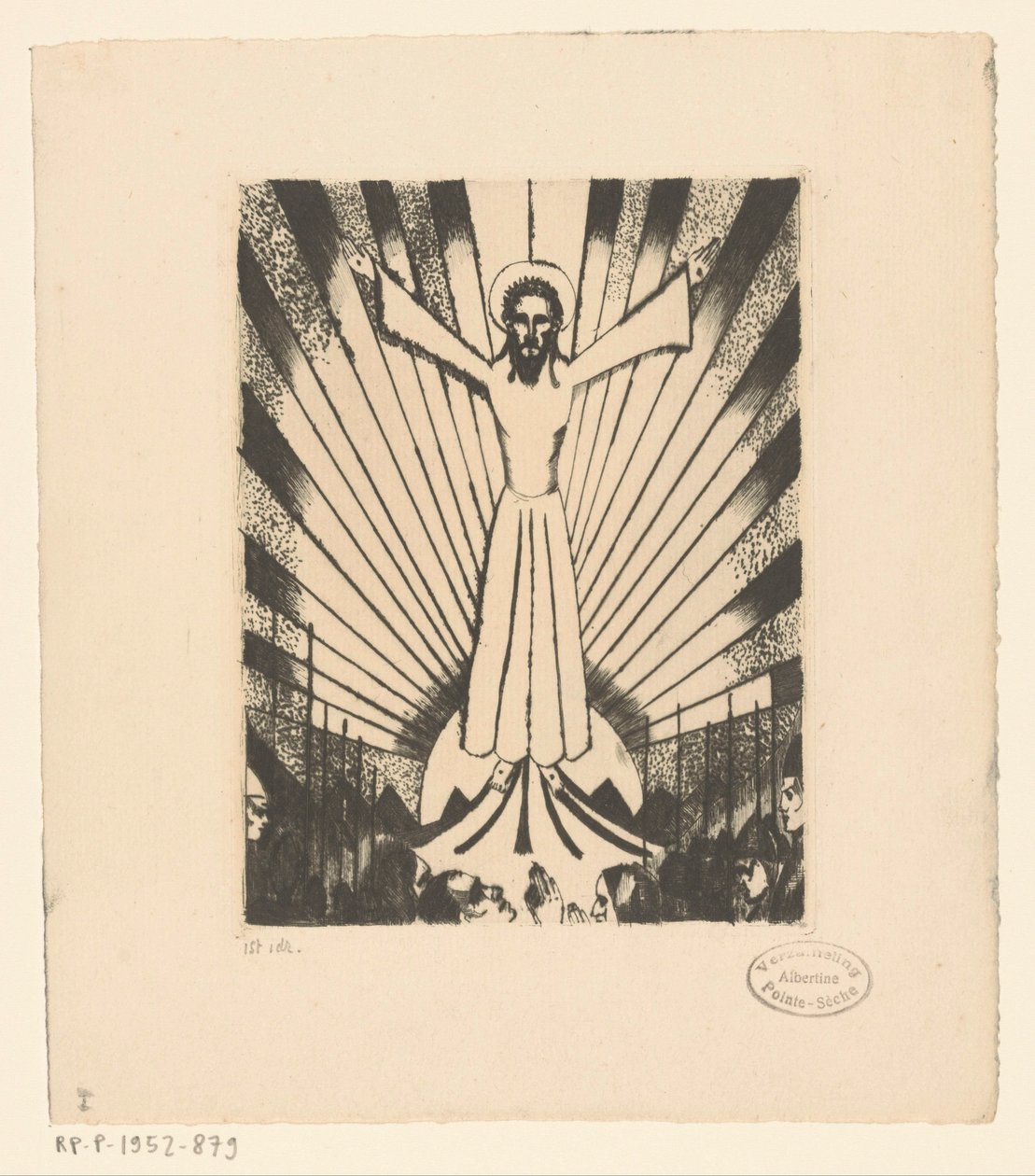 Cristo con le braccia aperte in un paesaggio collinare da Lodewijk Schelfhout (signed by artist)