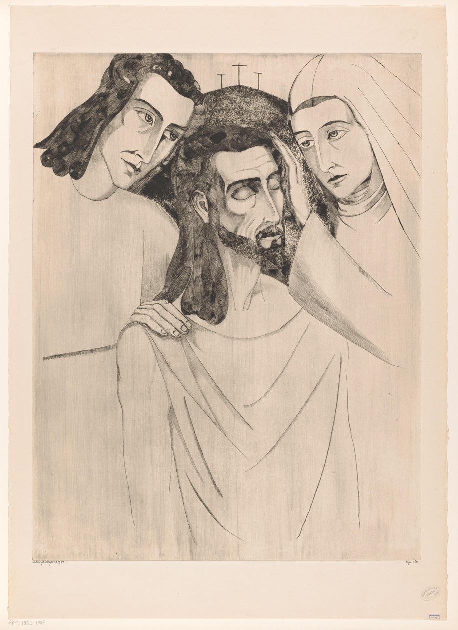 Cristo tra Giovanni Battista e Maria da Lodewijk Schelfhout (signed by artist)