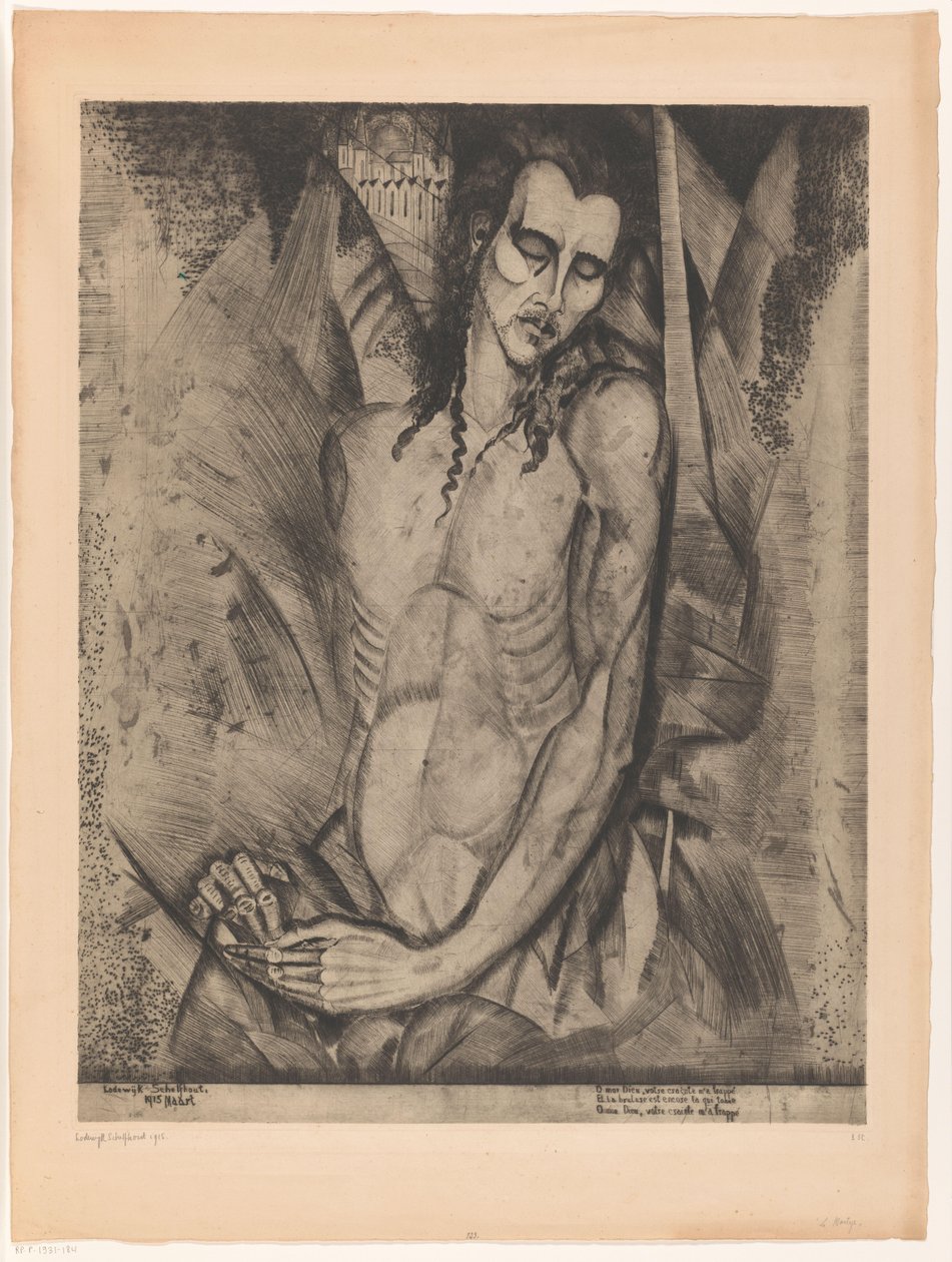 Uomo nudo con occhi chiusi da Lodewijk Schelfhout (signed by artist)