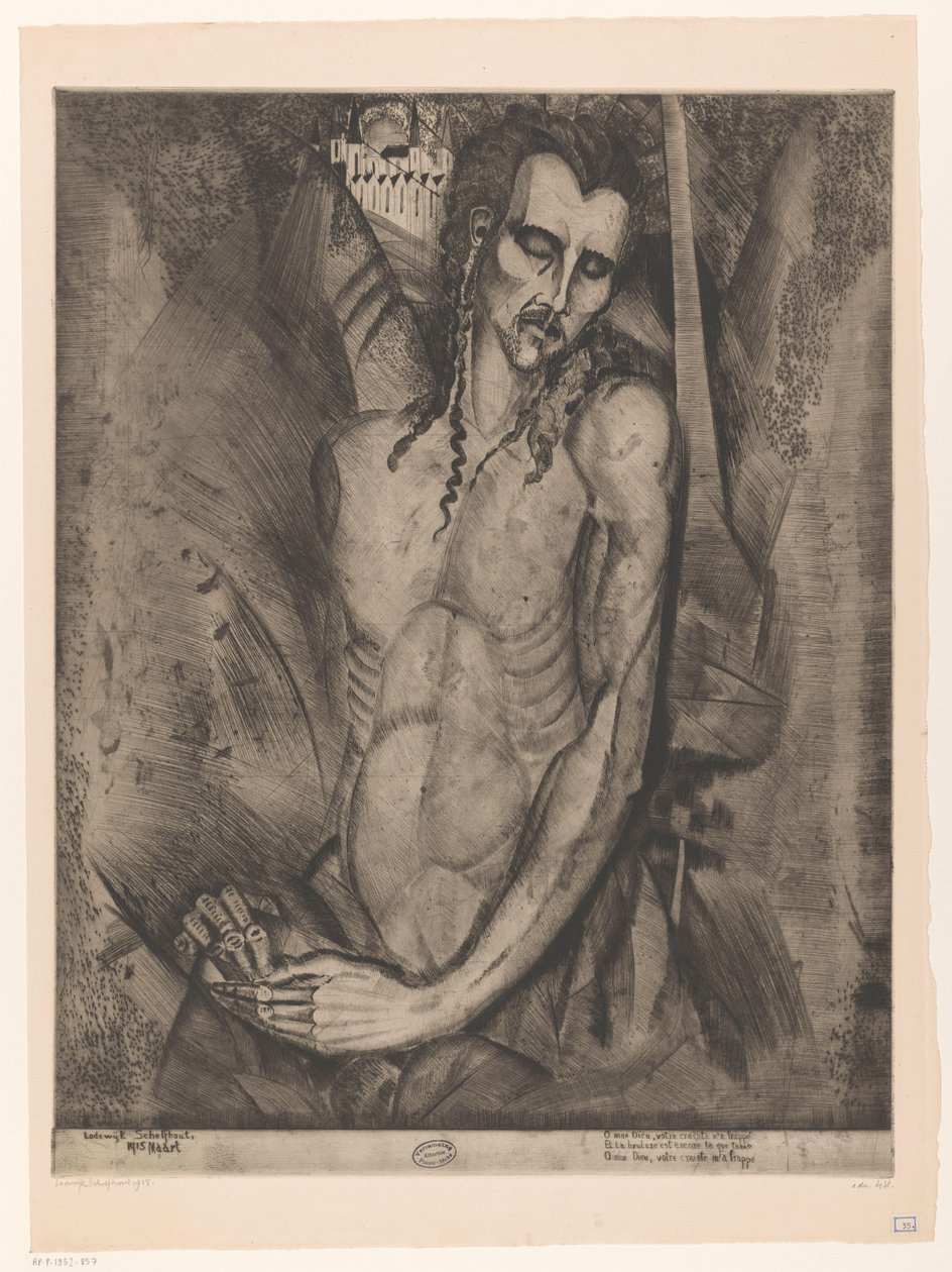 Uomo nudo con occhi chiusi da Lodewijk Schelfhout (signed by artist)