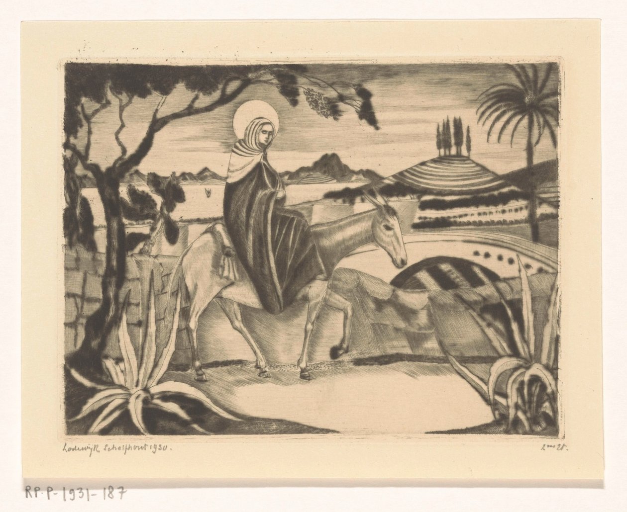 Fuga in Egitto da Lodewijk Schelfhout (signed by artist)