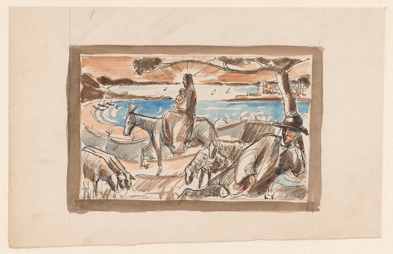 Fuga in Egitto da Lodewijk Schelfhout (signed by artist)