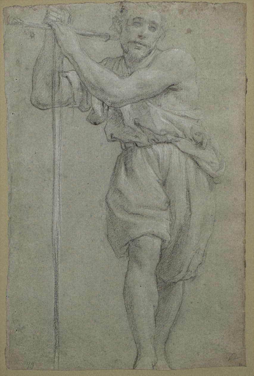 Un uomo appoggiato a una croce di legno da Lodovico (attr. to) Carracci