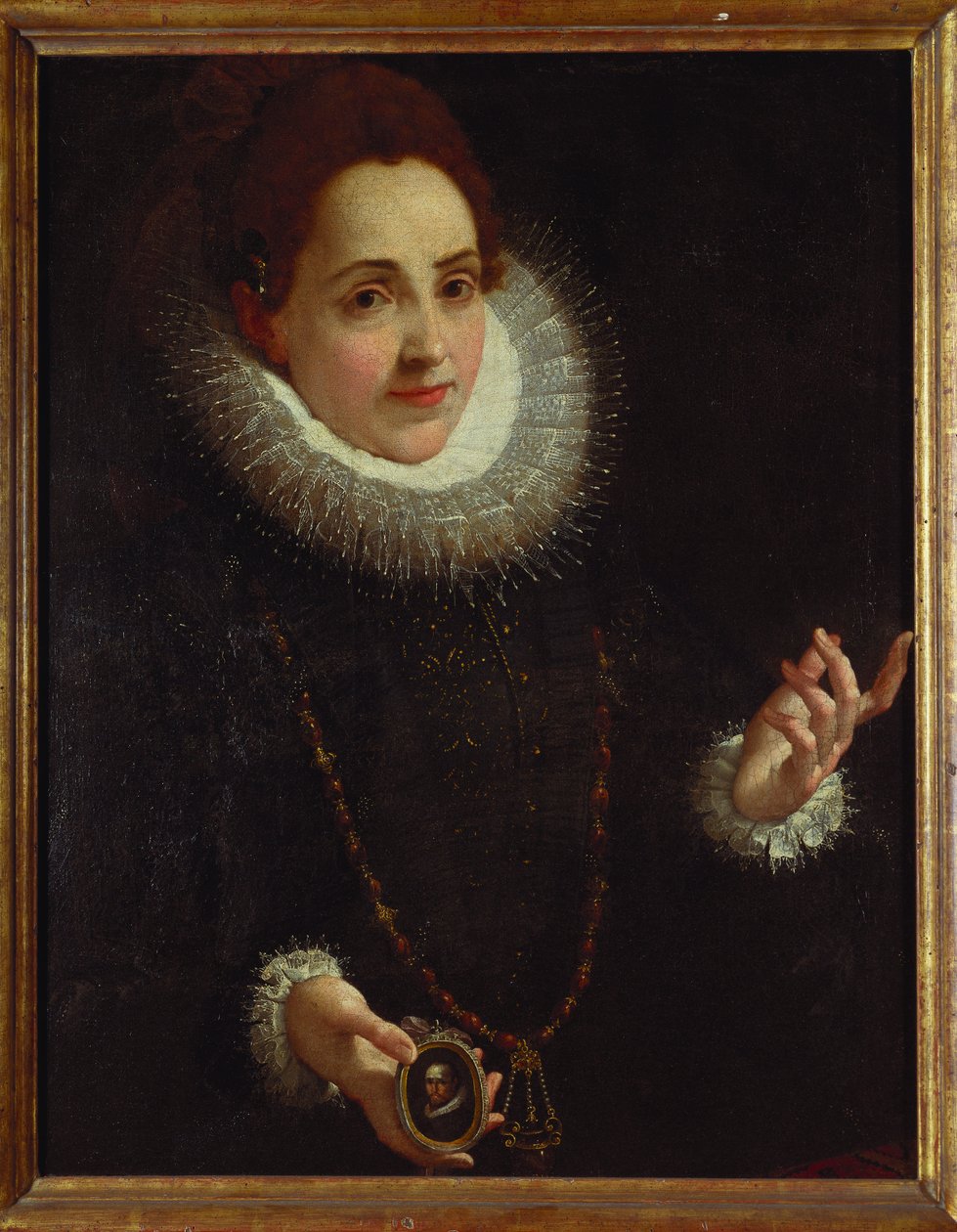 Ritratto di una signora che tiene un ritratto in miniatura di un gentiluomo da Lodovico Carracci