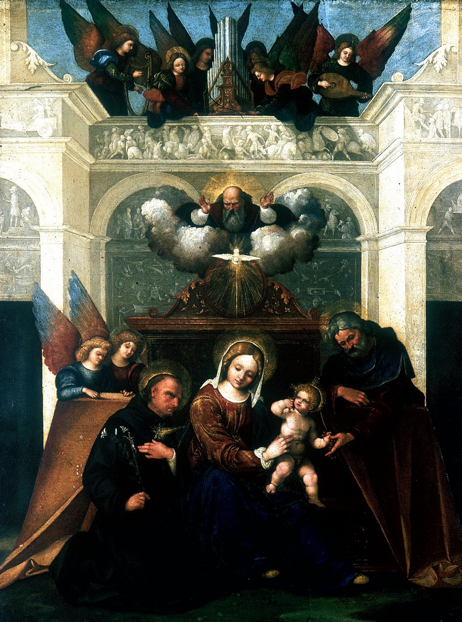 Sacra Famiglia con San Nicola da Tolentino, 1515-1530 da Lodovico Mazzolini