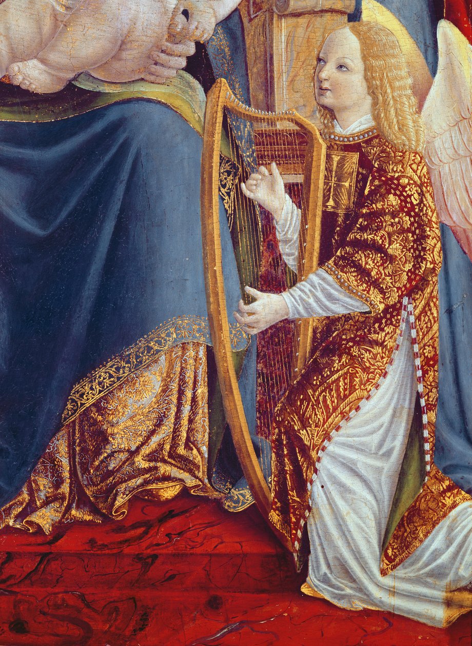 Madonna col Bambino e angeli musicisti, dettaglio di un angelo musicista che suona l