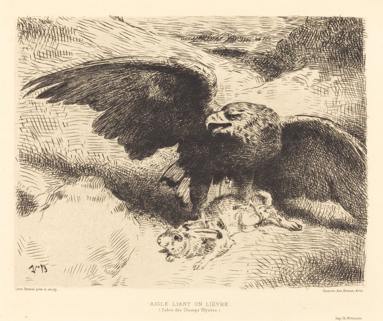 Aquila che cattura una lepre da Léon Bonnat