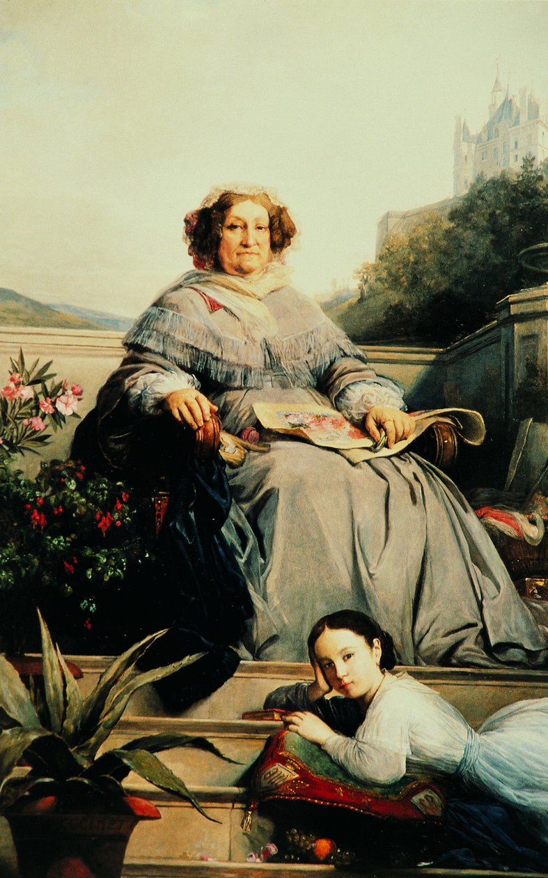 Ritratto di Madame Clicquot, nata Ponsardin 1777-1866 con sua Figlia, Tra il 1851 e il 1860 da Léon Cogniet