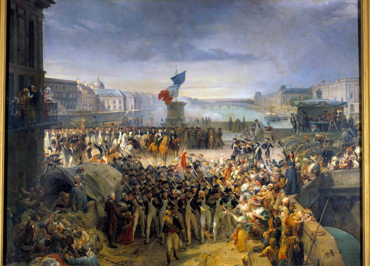 La Guardia Nazionale di Parigi, riunita sul Pont Neuf, parte per l