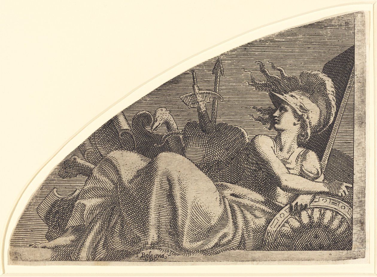 Bellona Seduta sui Suoi Trofei da Léon Davent after Francesco Primaticcio