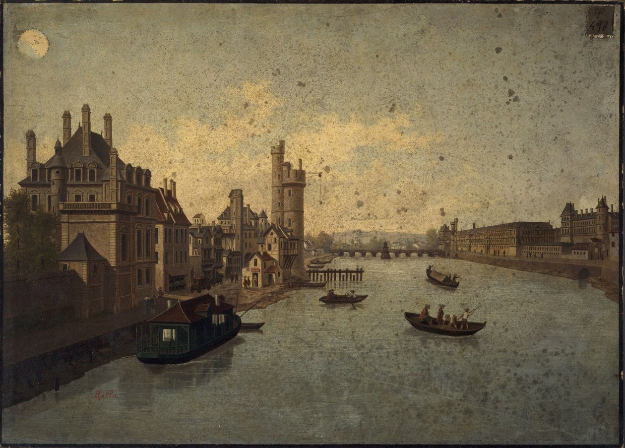 Hôtel de Conti, Tour de Nesle, Louvre, visti dal Pont-Neuf, attuali 1° e 6° arrondissement, circa 1885-1895 da Léon Rolla