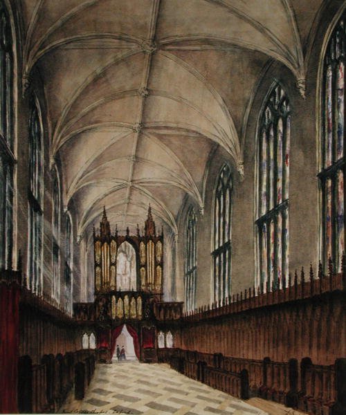 Interno della cappella del New College dopo le modifiche del tardo XVIII secolo, c.1870 da Loraine Salome Estridge