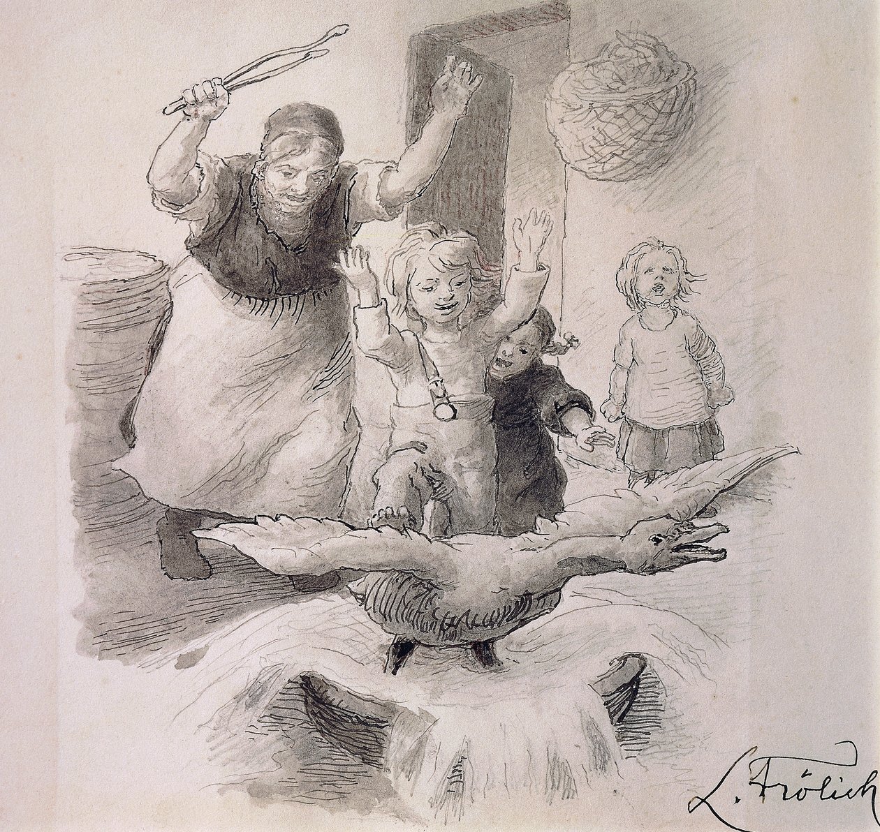 Il brutto anatroccolo, illustrazione per la fiaba di Hans Christian Andersen da Lorens Frolich