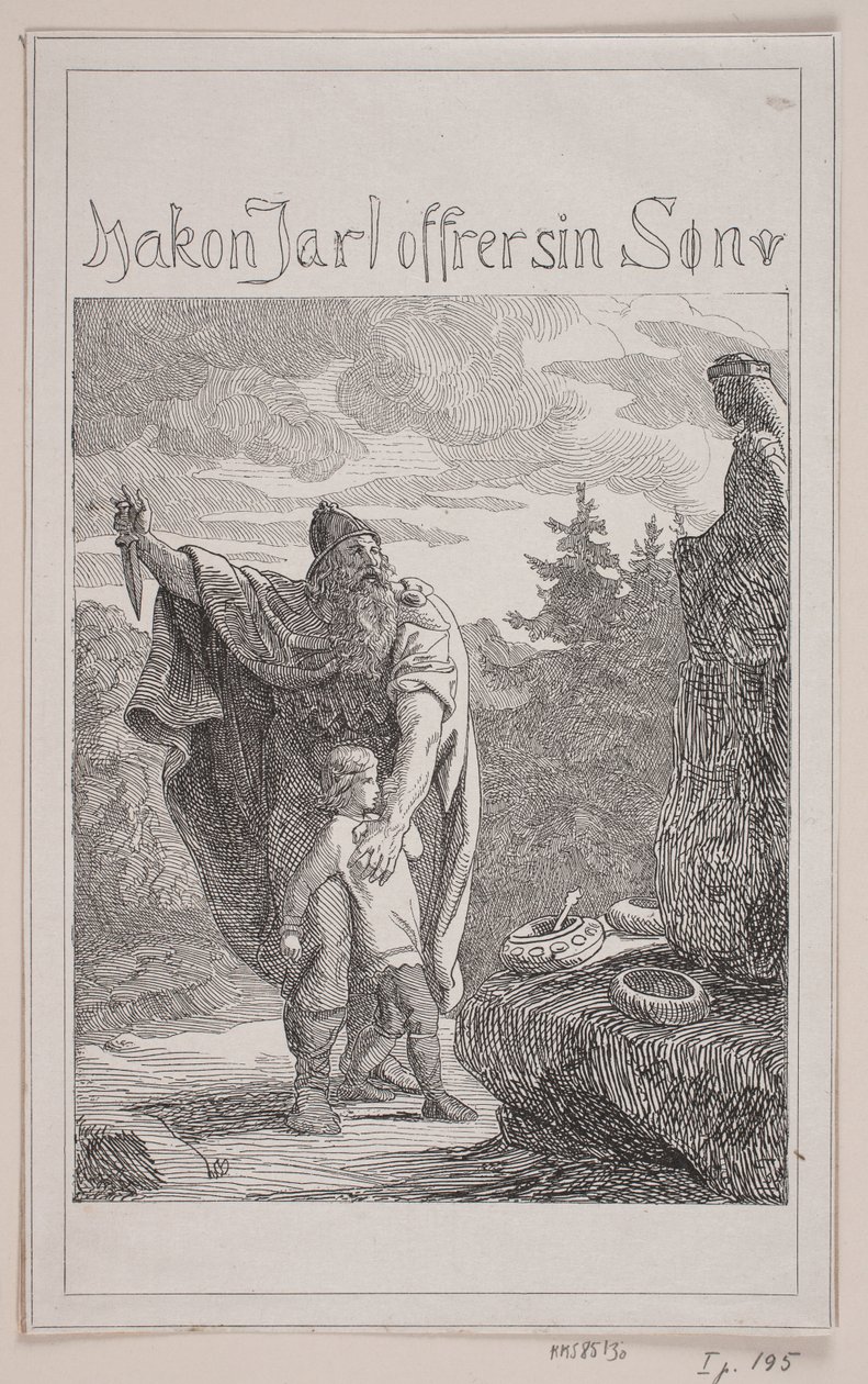 Hakon Jarl sacrifica suo figlio da Lorenz Frølich