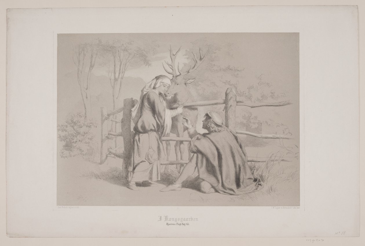 Nel Palazzo Reale, pag. 65, illustrazione per "La fuga del cervo" di Christian Winther da Lorenz Frølich