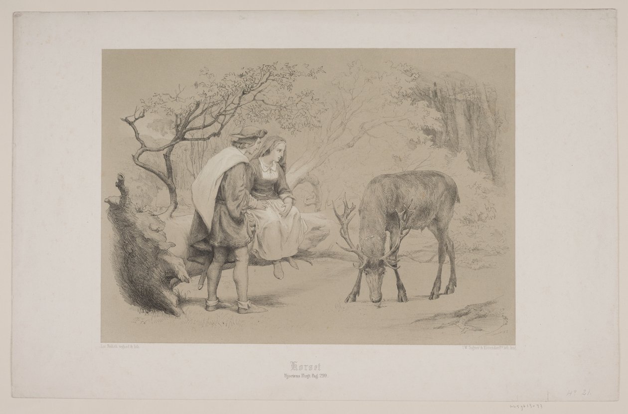 La croce, pag. 299, illustrazione per "La fuga del cervo" di Christian Winther da Lorenz Frølich