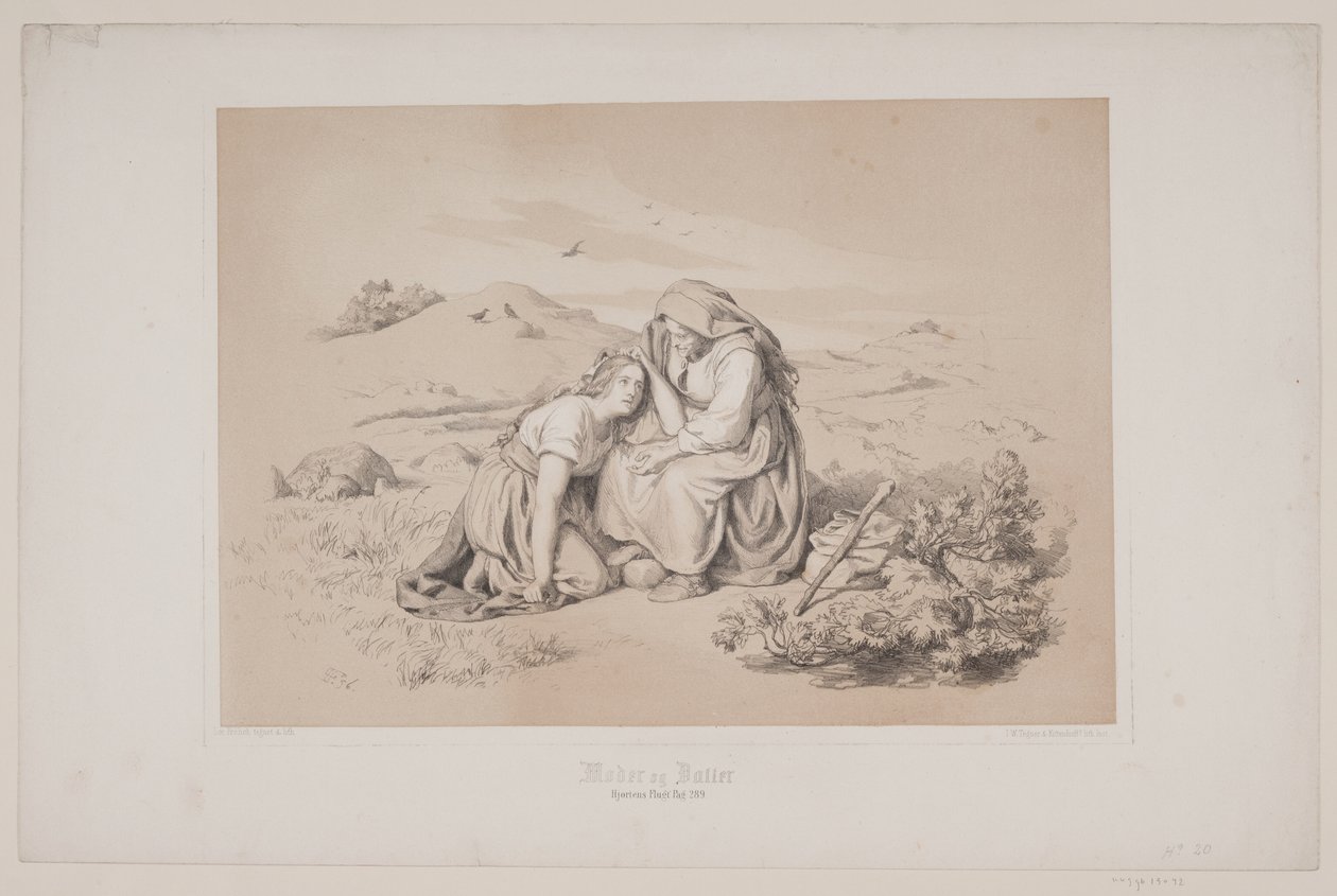 Madre e figlia, pag. 289, illustrazione per "La fuga del cervo" di Christian Winther da Lorenz Frølich
