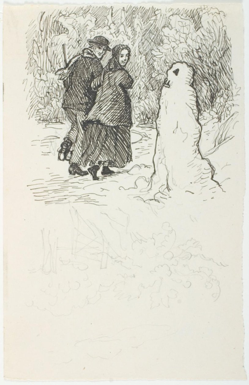 Bozza per illustrazione per Il pupazzo di neve da Lorenz Frølich