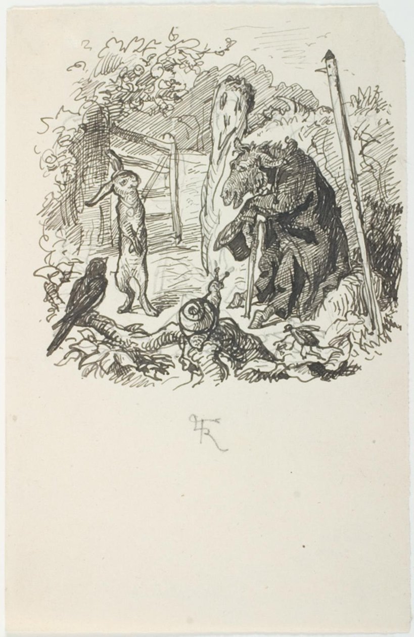 Variante della vignetta iniziale per Hurtigløberne da Lorenz Frølich