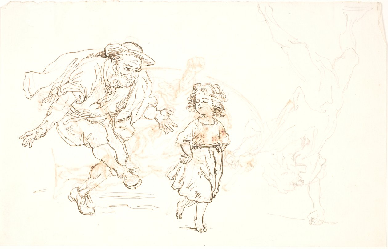 Vecchio e bambina che danzano da Lorenz Frølich