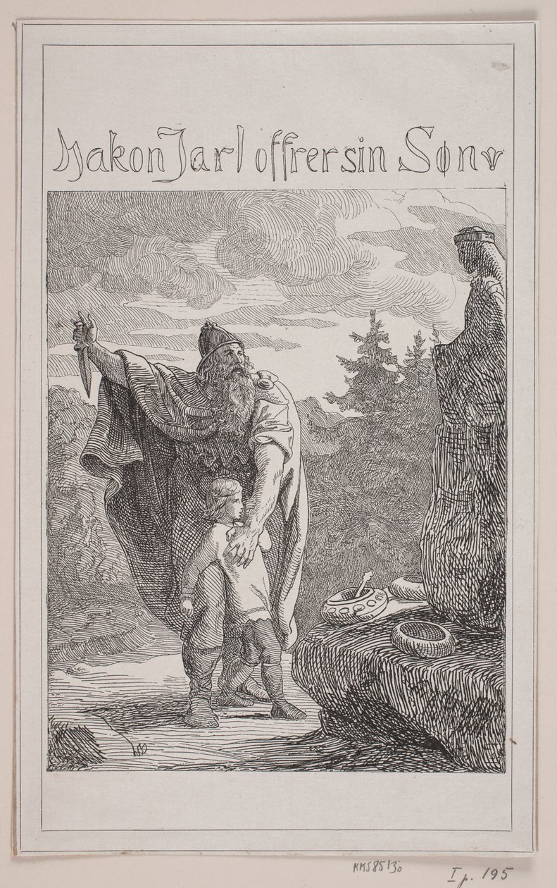 Hakon Jarl sacrifica suo figlio da Lorenz Frølich