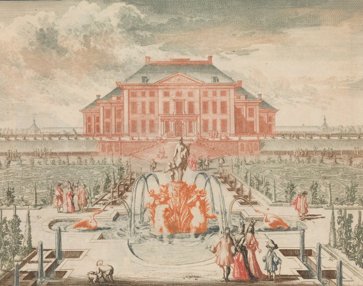 ’t Konings Huis van de Tuin-zyde, met de Fontein van Venus, in: Tooneel Der Voornaamste N..., n.d. da Lorenz Scherm