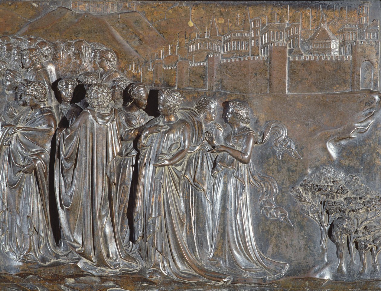 (dettaglio) La folla, Santuario di San Zanobi, 1432-35 da Lorenzo Ghiberti