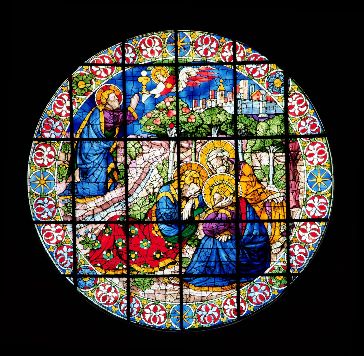Oculo che raffigura Cristo nel Giardino del Getsemani, 1443-45 (vetro colorato) da Lorenzo Ghiberti
