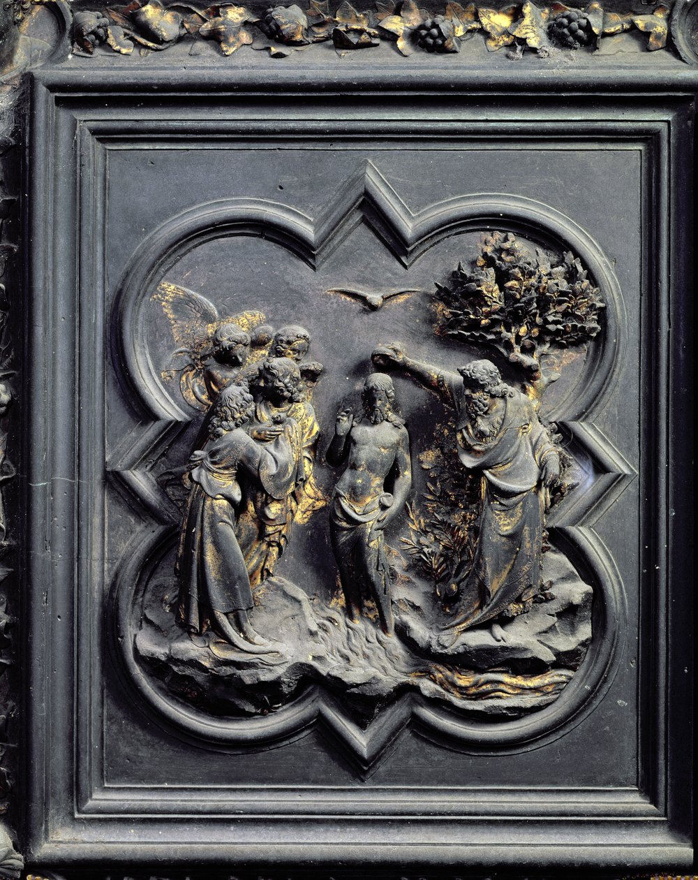 Il battesimo di Cristo, quinto pannello delle porte nord del Battistero di San Giovanni, 1403-24 da Lorenzo Ghiberti