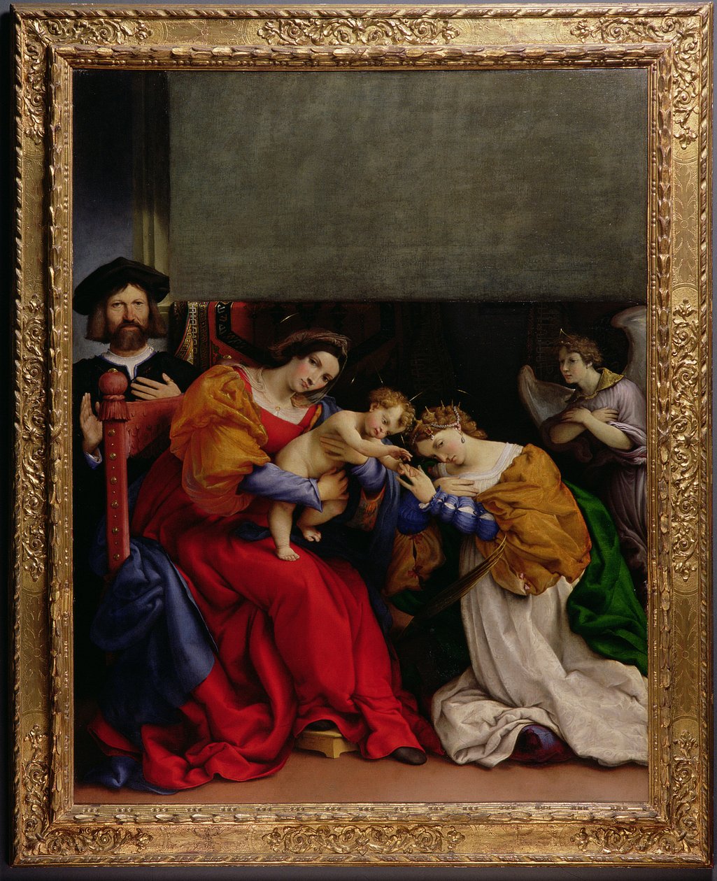 Il Matrimonio Mistico di Santa Caterina con il patrono Niccolò Bonghi, 1523 da Lorenzo Lotto