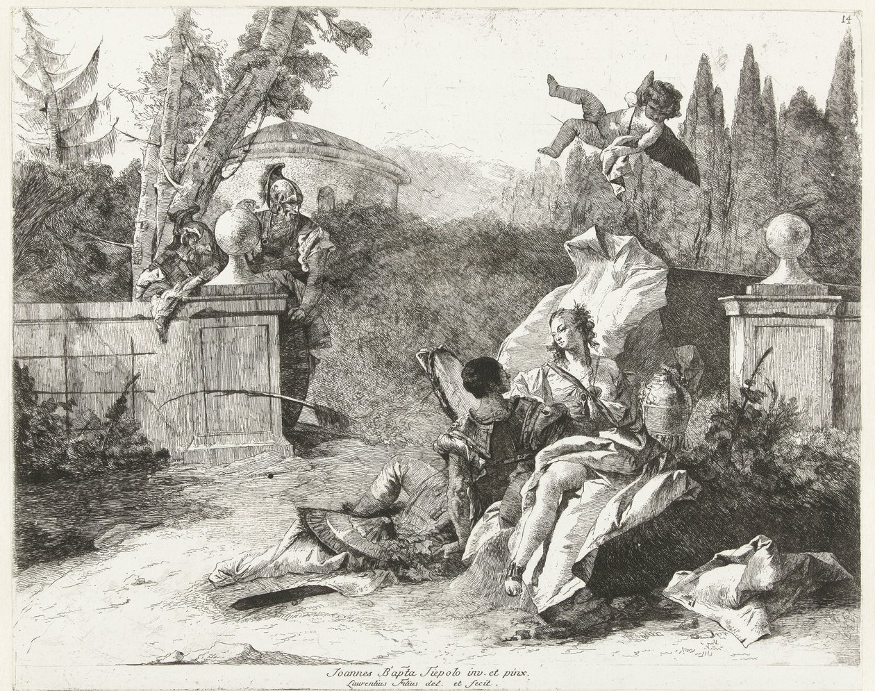 Rinaldo e Armida spiati da Ubaldo e Carlo da Lorenzo Baldissera Tiepolo