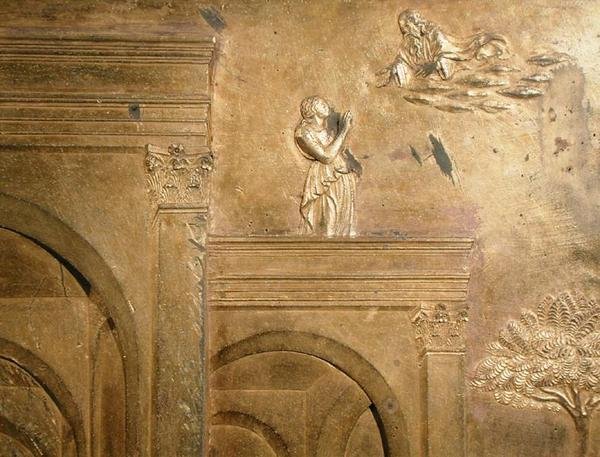 La storia di Giacobbe ed Esaù, (dettaglio) dal pannello originale delle porte orientali del Battistero da Lorenzo Ghiberti