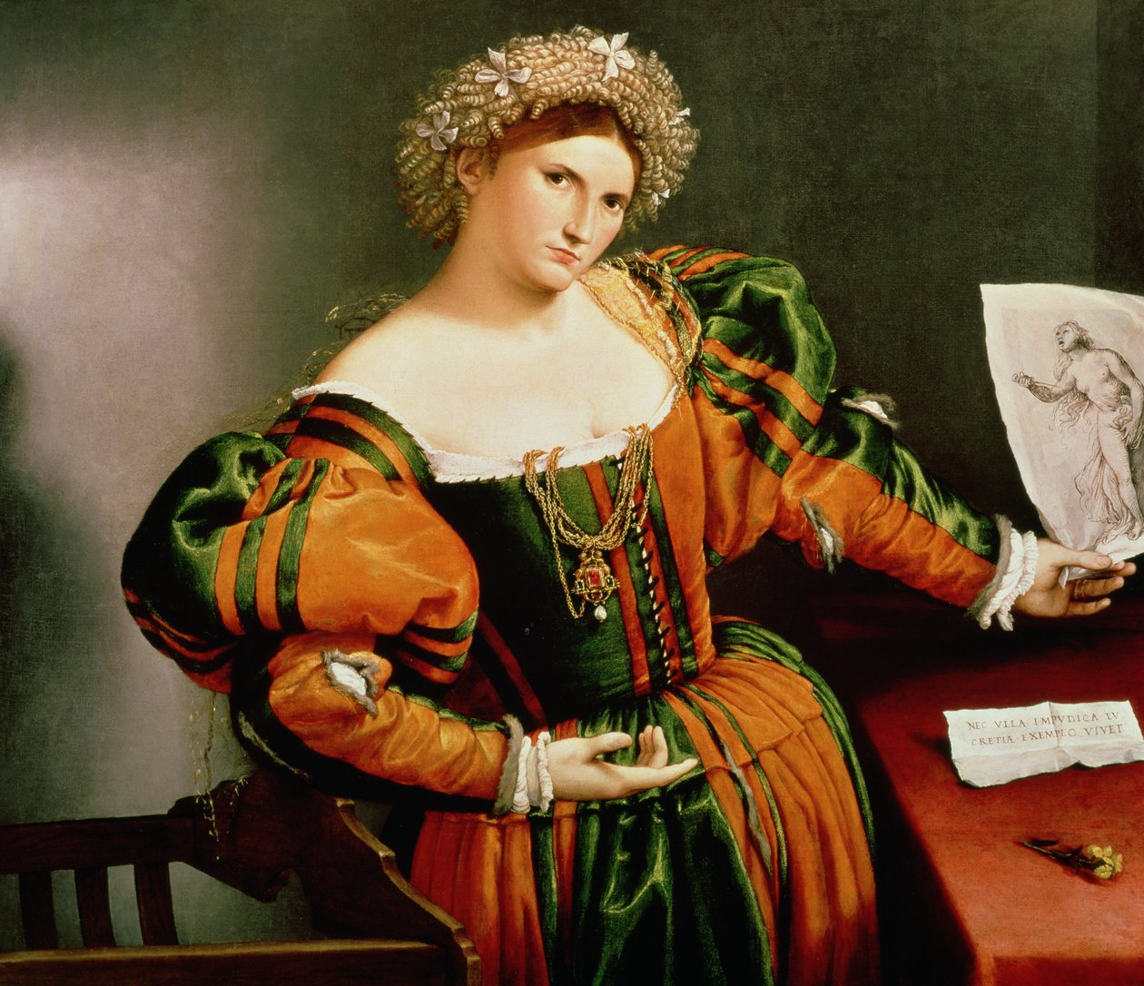 Una signora con un disegno di Lucrezia da Lorenzo Lotto