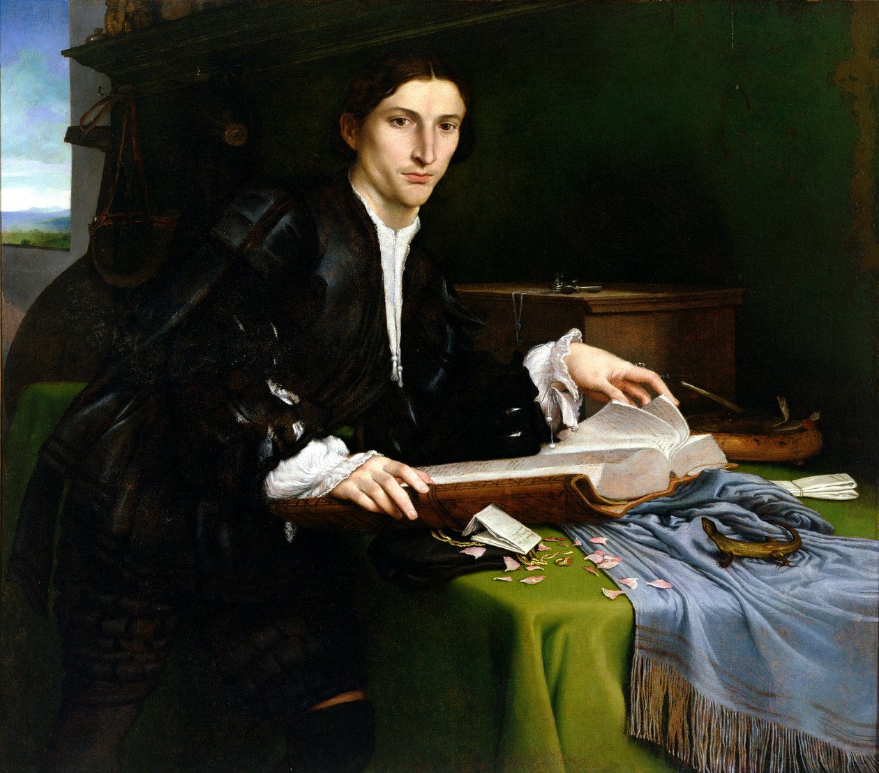 Adeliger, nel suo studio (dopo il restauro) da Lorenzo Lotto