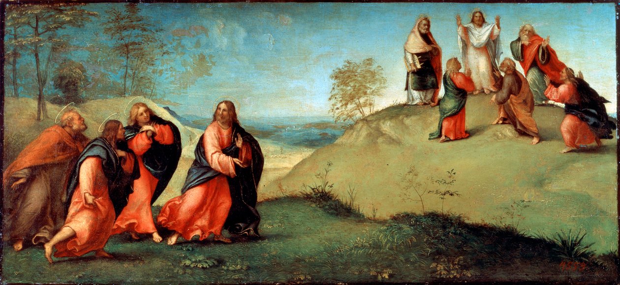 Cristo guida gli apostoli al Monte Tabor da Lorenzo Lotto