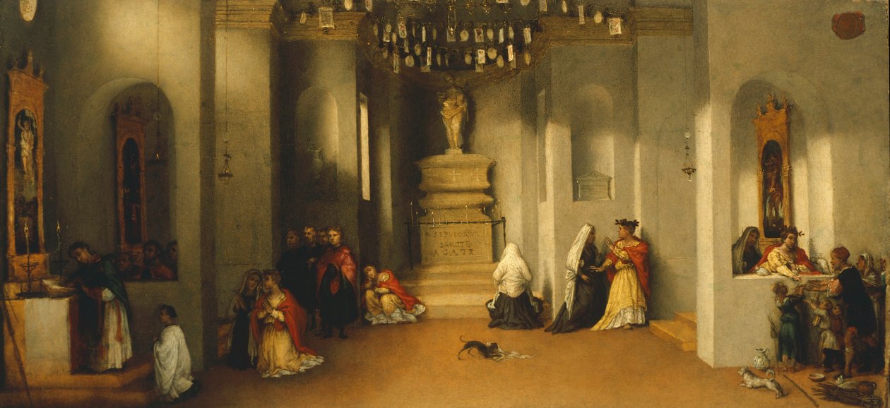 La chiamata di Santa Lucia, primo pannello della predella della Pala d