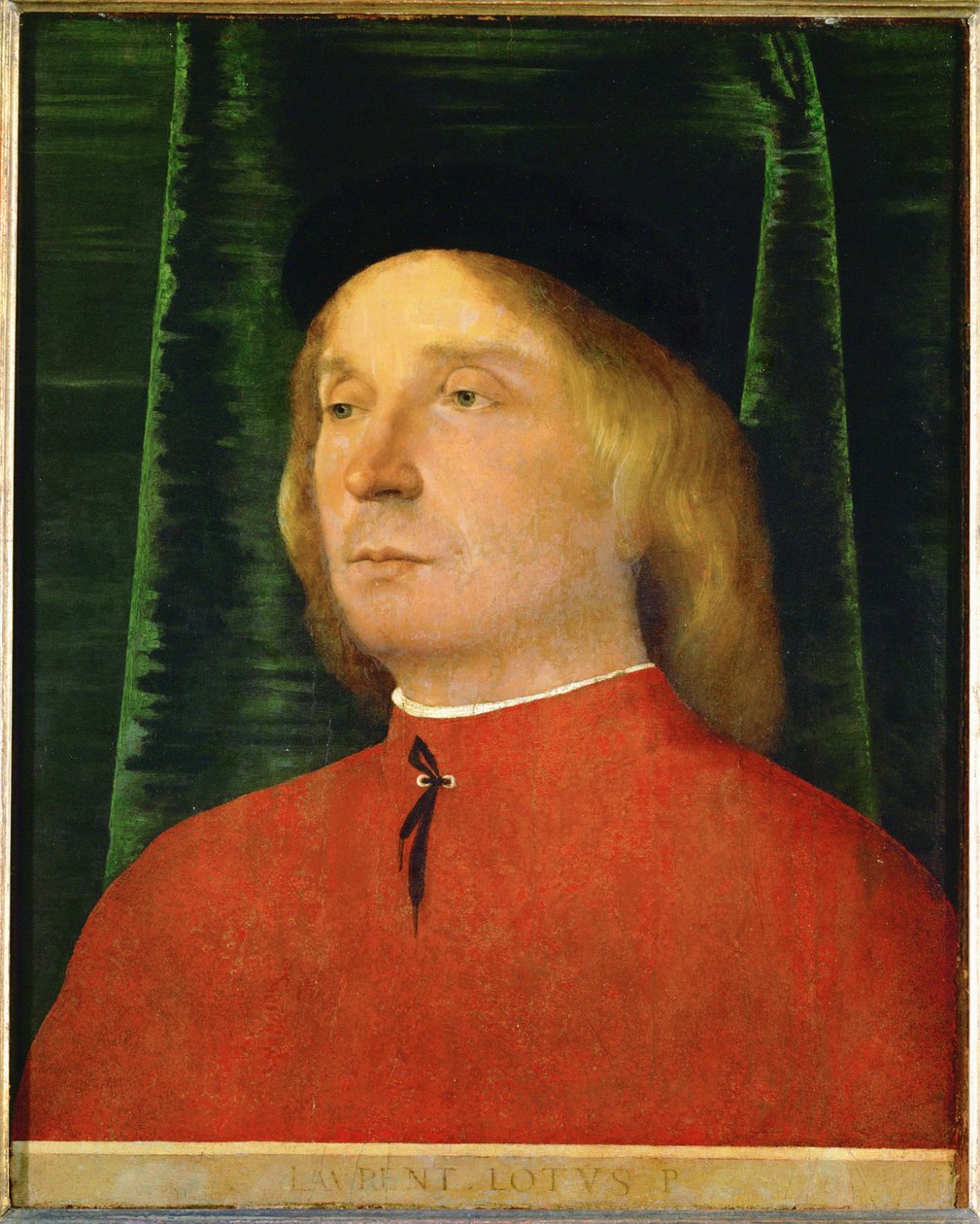 Giovane uomo con giacca rossa (dipinto su legno di tiglio) da Lorenzo Lotto