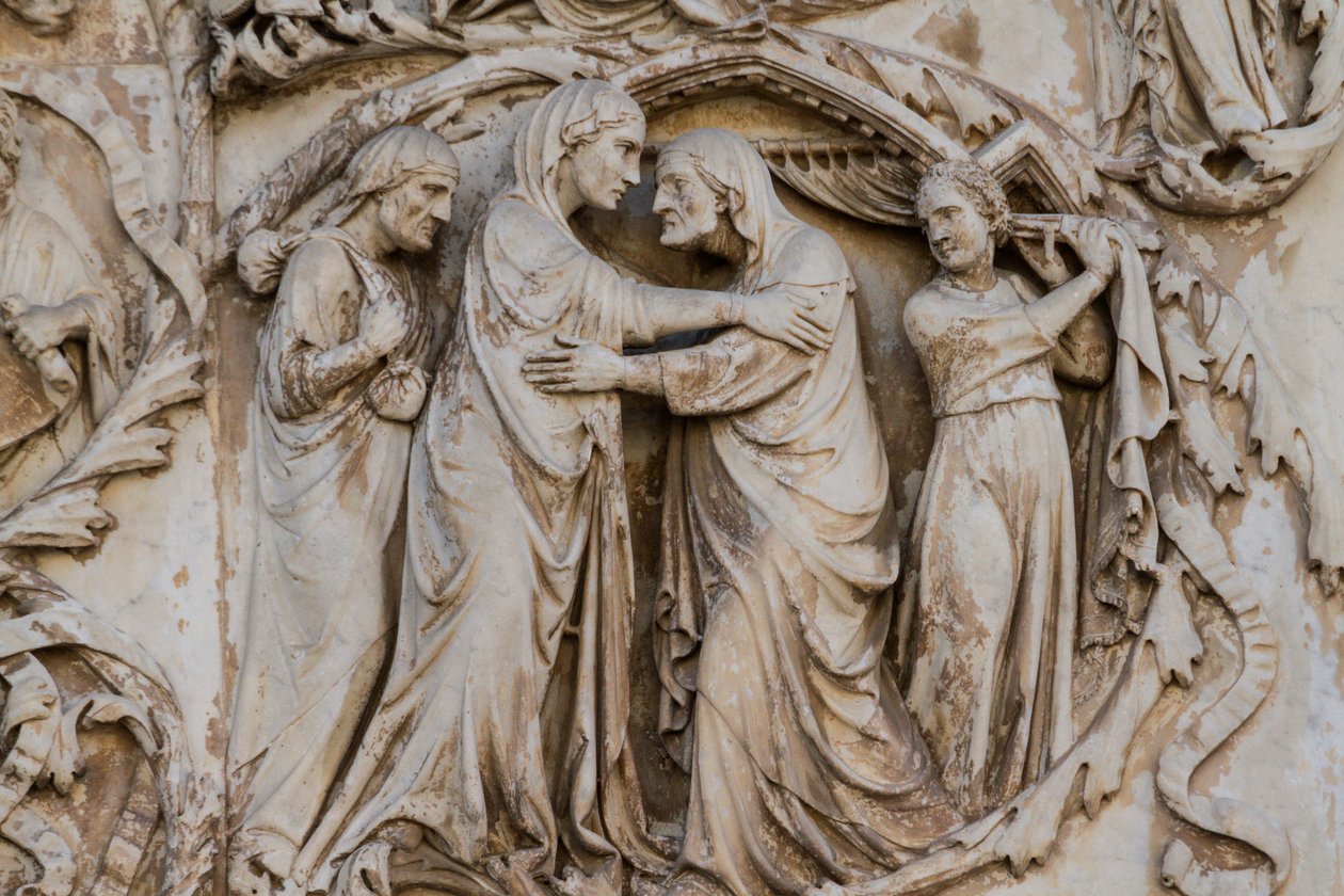 Maria visita Elisabetta (dettaglio) da Lorenzo Maitani